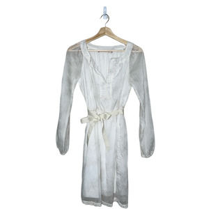 𝅺chelsea & Violet Sheer Dress Womens X Small XS Cream Gold Detail A Line Round V